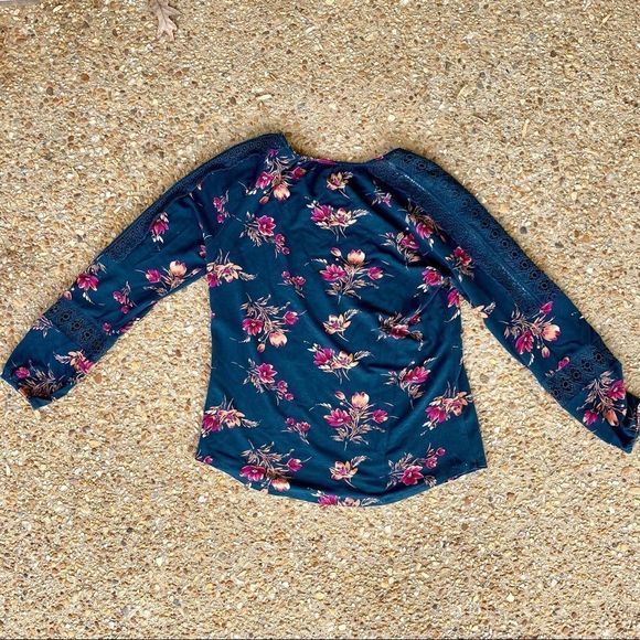 Daniel Rainn Stitch Fix Floral Crochet Lace Long Sleeve Boho Blouse Size M - Picture 12 of 12